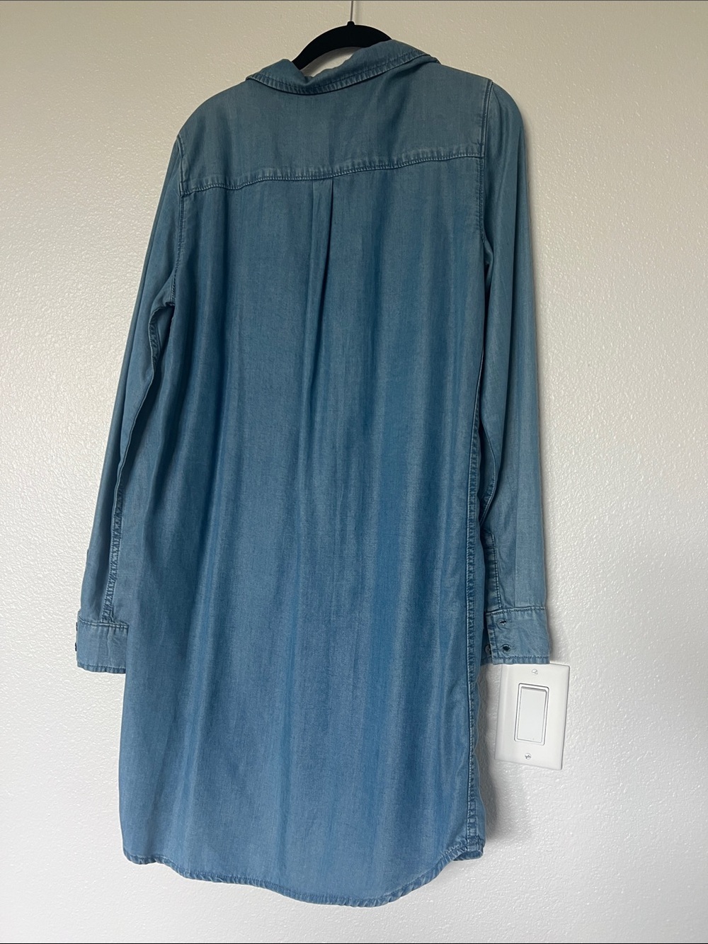 PAIGE Washed Blue Lace-Up Chambray Long Sleeve Dress - Picture 3 of 3